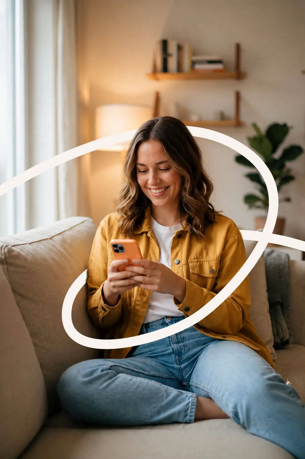 Shopper viewing content on a smartphone